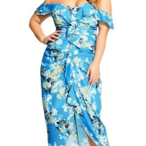 City Chic Blue Floral Midi Dress- NWT